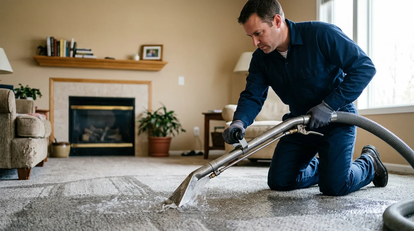 Water damage restoration technician working near Modoc, IL